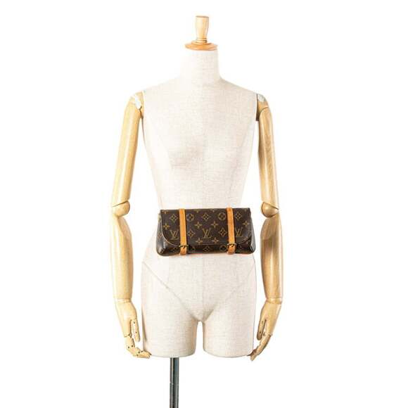 LOUIS VUITTON Authentic Brown Monogram Leather Pochette Hobo Bag